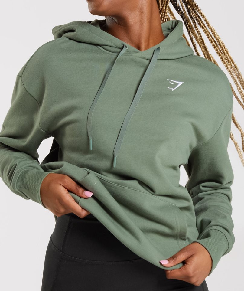 Bluzy Z Kapturem Gymshark Treningowe Oversized Damskie Zielone | PL 512EPJ